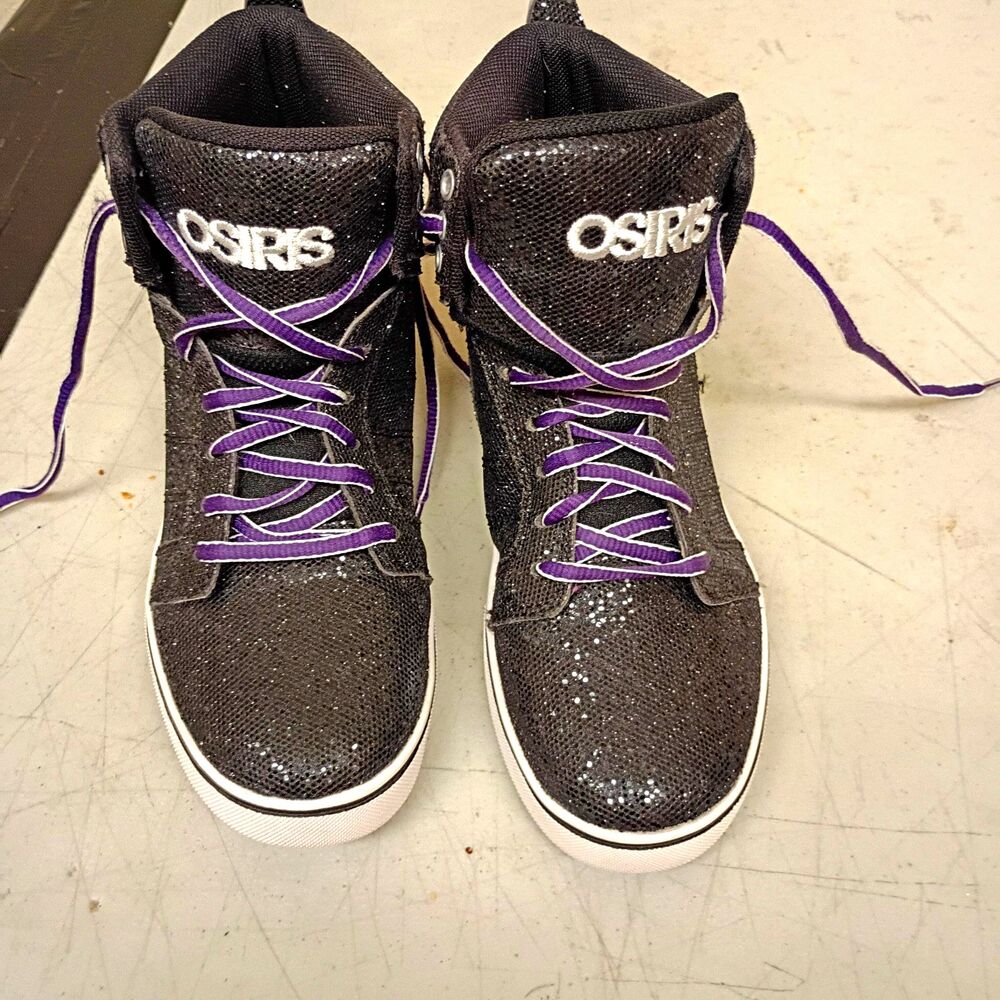 Osiris Kids High Top Black/Purple/White Lace Up Sneakers US 3 Q1506399